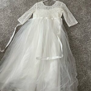 Elegant White Lace and Tulle Dress